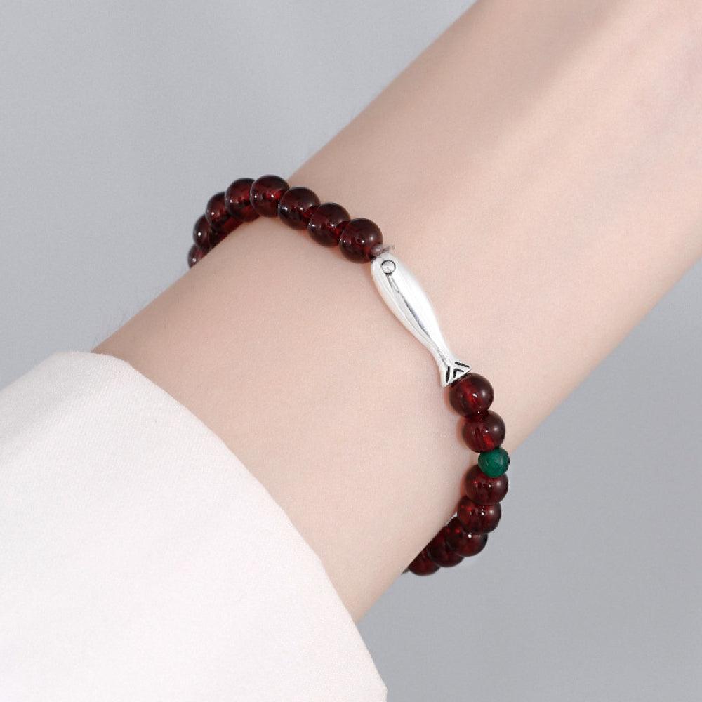 Garnet Fish Bracelet (January Birthstone)