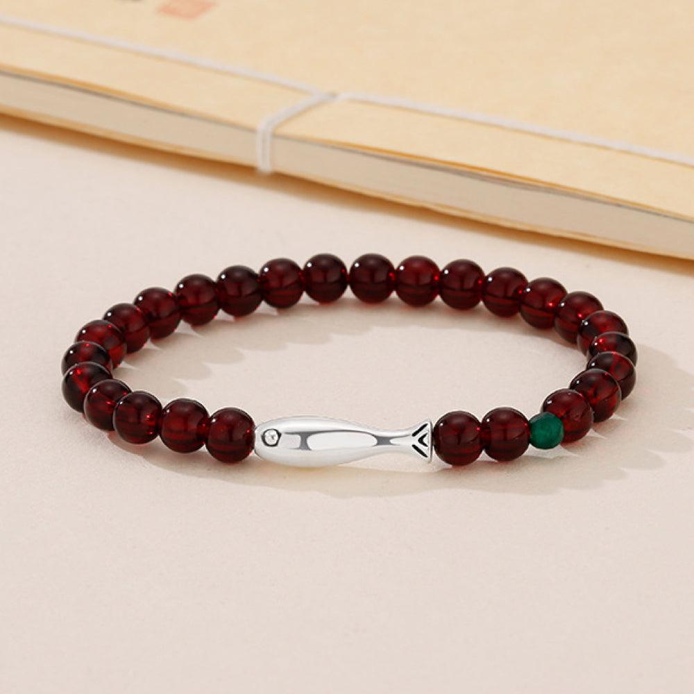 Garnet Fish Bracelet (January Birthstone)