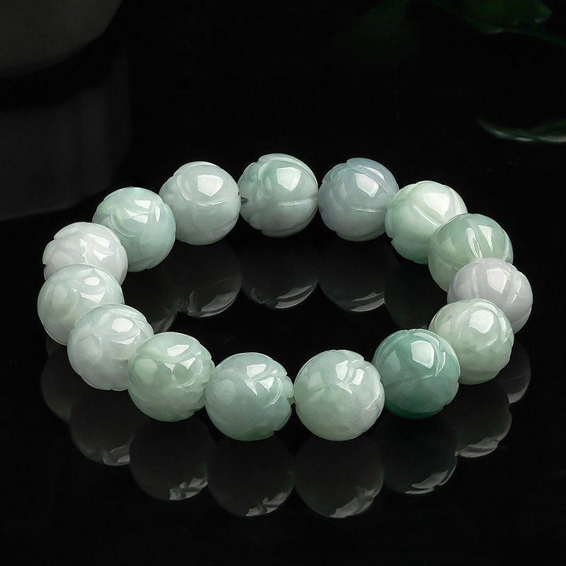 Bracelet Lotus en Jade Naturel