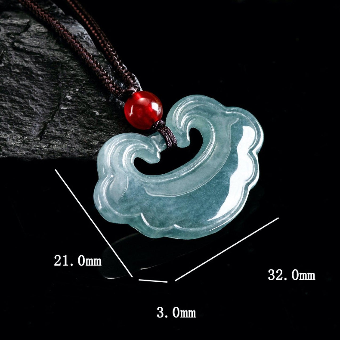 Auspicious Ruyi Jadeite and Red Agate Necklace