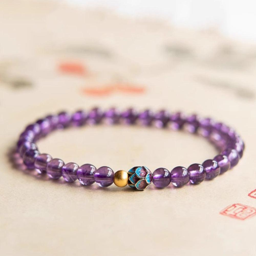 Amethyst Bracelet February Birthstone Wisdom Prayer Beads