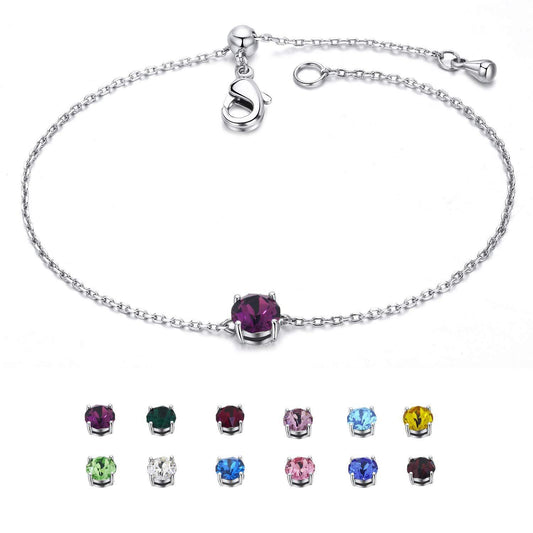 Birthstones Silver Bracelet with Natural Stone