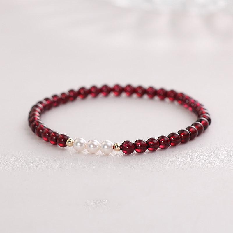 Garnet & Pearl 14k Gold Bracelet (January Birthstone)