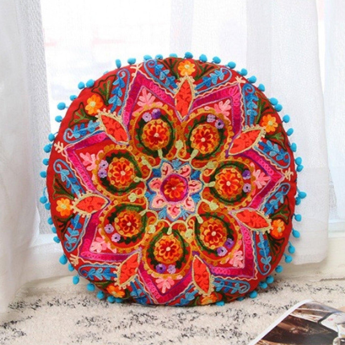 Indian Handmade Embroidered Yoga Sitting Cushion Pillow