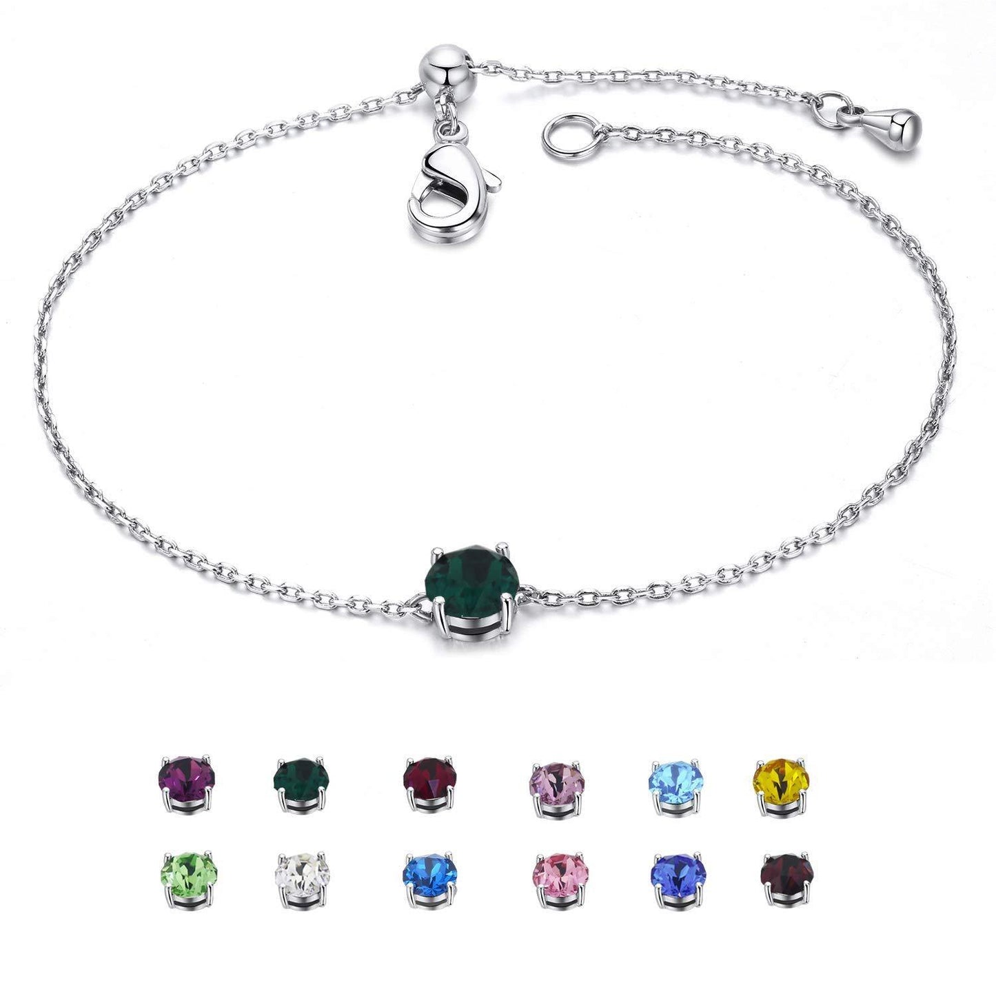 Birthstones Silver Bracelet with Natural Stone