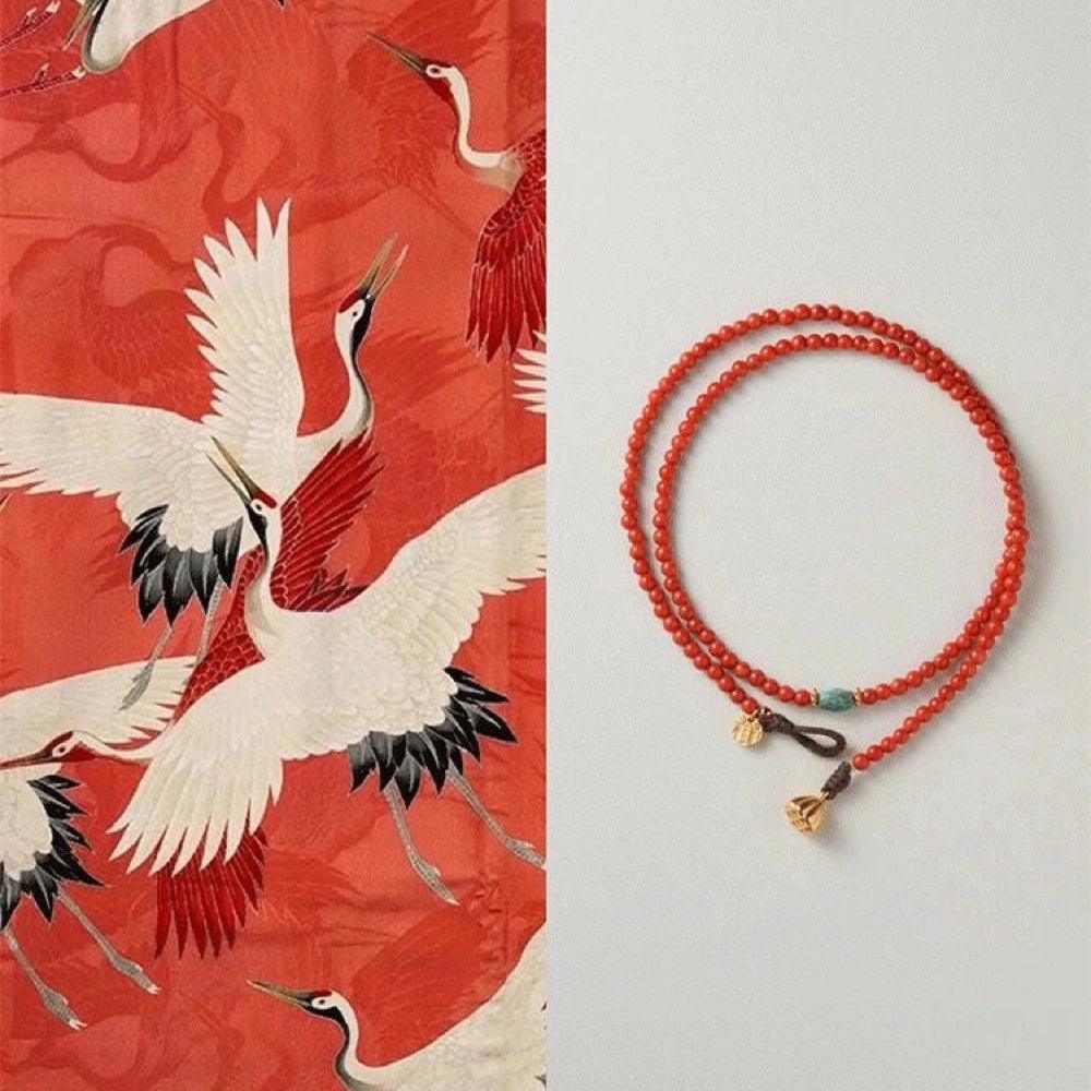 Bracelet/collier Bouddha Bracelet/collier en perles de riz rouge