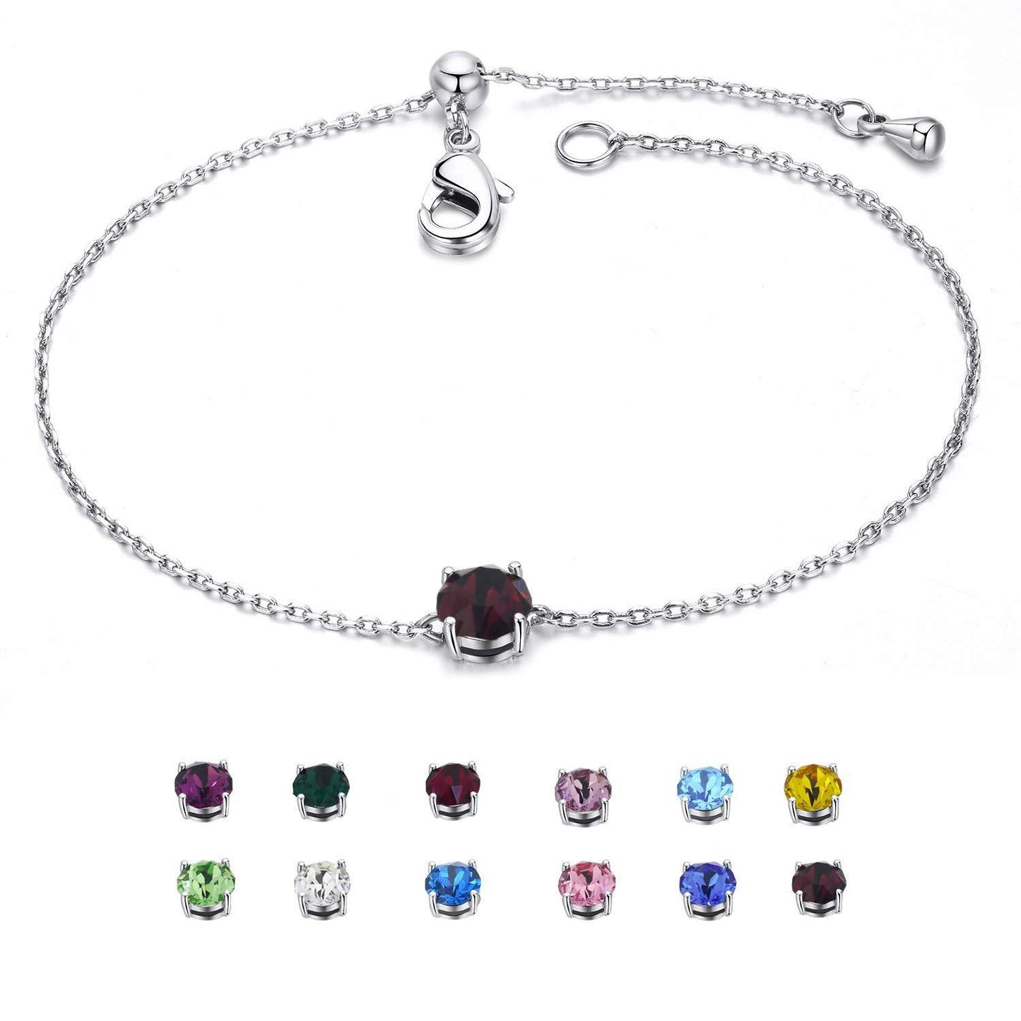 Birthstones Silver Bracelet with Natural Stone