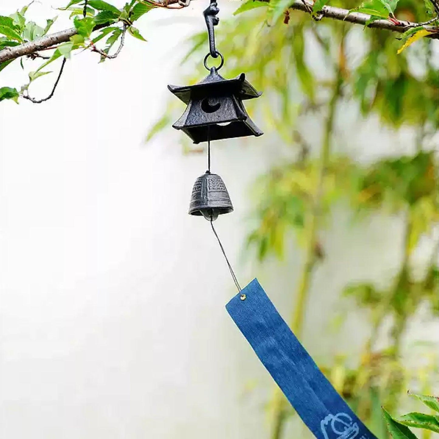 Blessing Lantern Japanese Imported Nanbu Iron Casting Wind Chime Hanging Ornament, Feng Shui Decoration for Peace and Relaxation