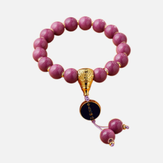 Bracelet en céramique violet, perles porte-bonheur, prospérité et richesse