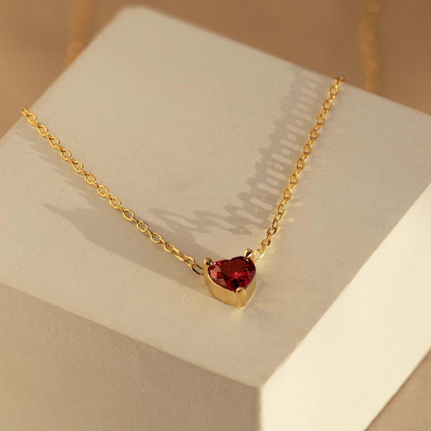 Twelve-Month Heart Birthstone Necklace