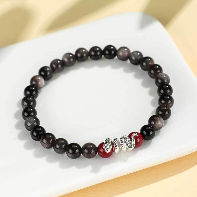 Zodiac Snake Year Obsidian Couple Bracelet