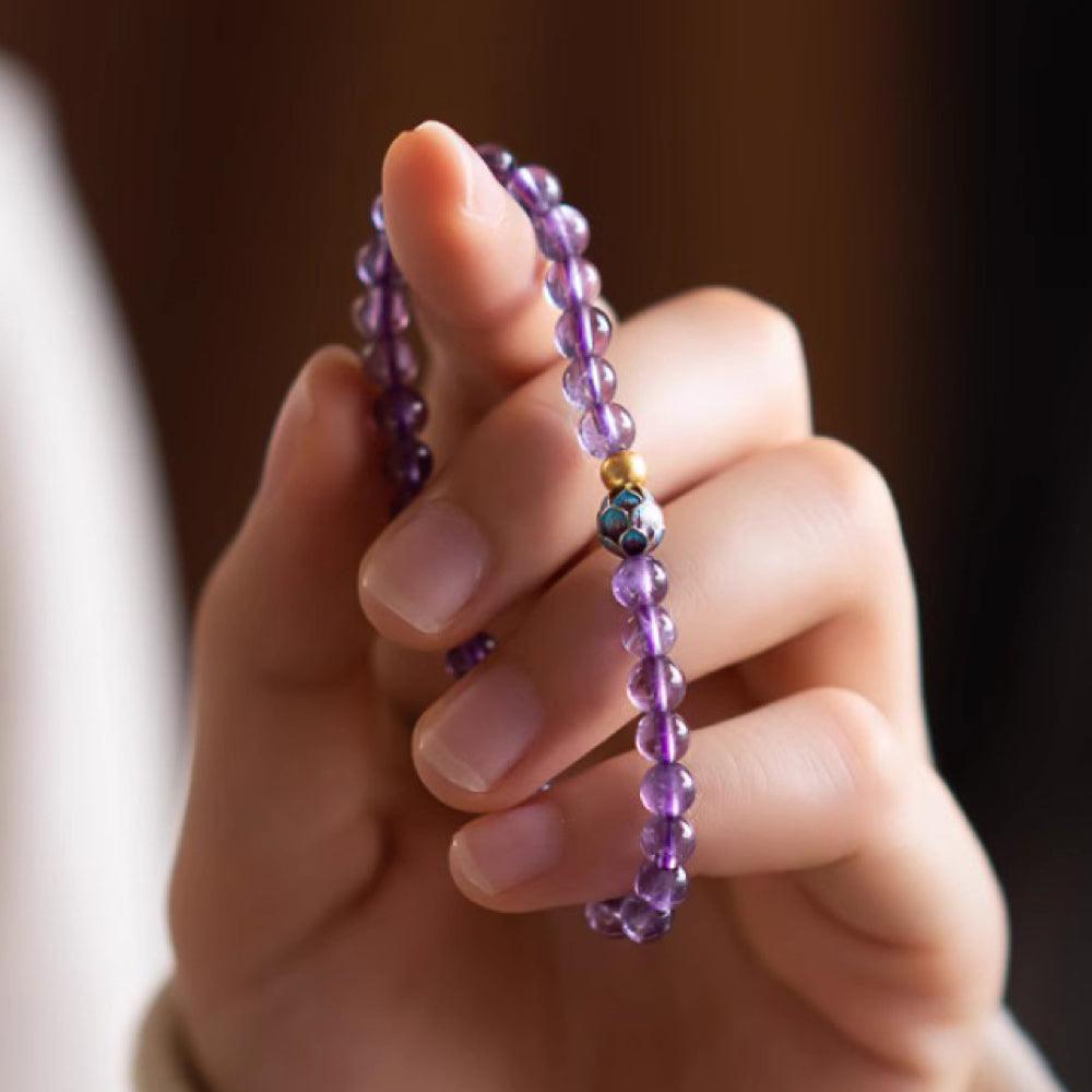 Amethyst Bracelet February Birthstone Wisdom Prayer Beads