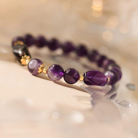 Natural Amethyst Bracelet - February Birthstone 16cm