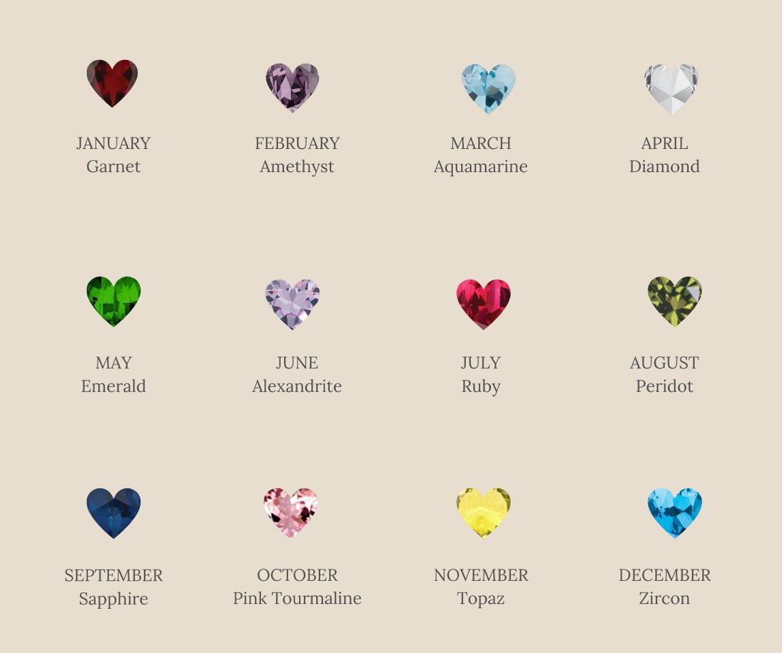 Twelve-Month Heart Birthstone Necklace