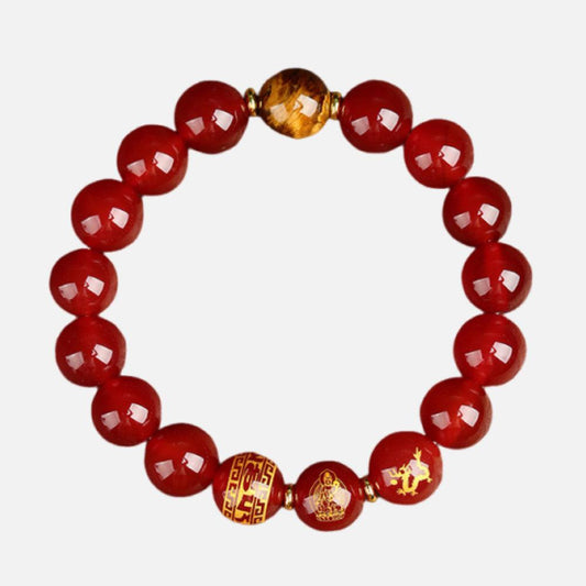 Bracelet gardien série douze signes du zodiaque en agate rouge