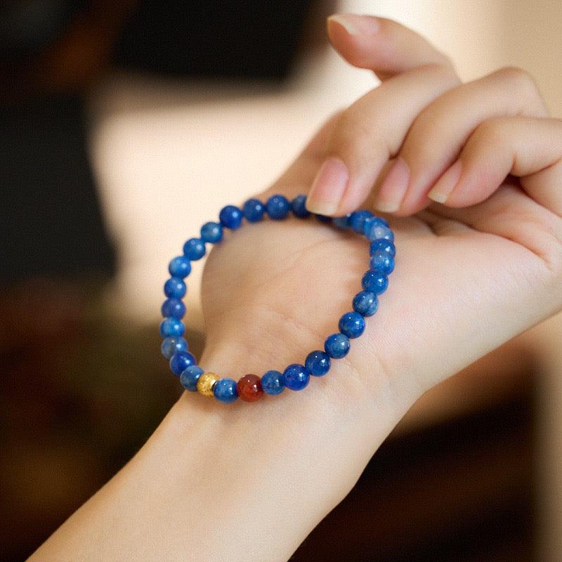 Natural Bodhi Tiger Eye Stone, Blue Sapphire, Buddhist Bracelet Jewelry