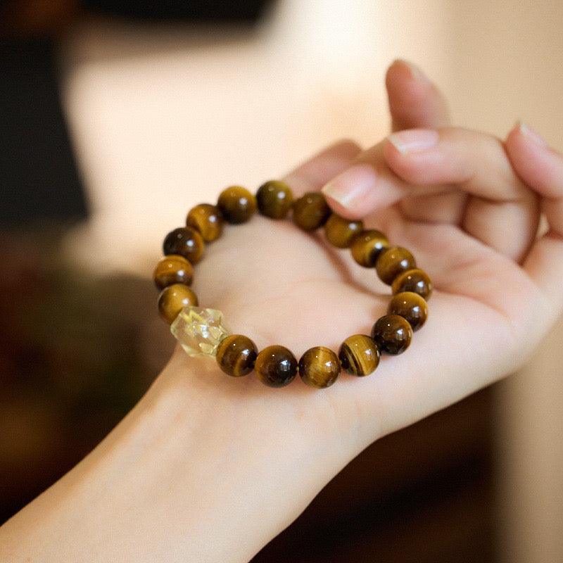 Natural Bodhi Tiger Eye Stone, Blue Sapphire, Buddhist Bracelet Jewelry