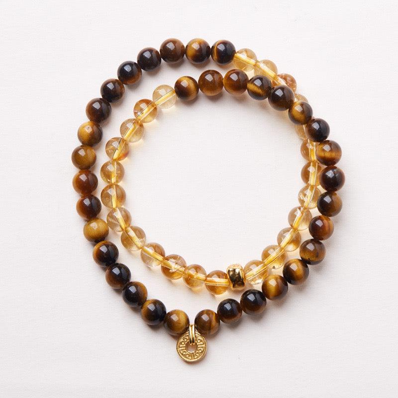 Natural Bodhi Tiger Eye Stone, Blue Sapphire, Buddhist Bracelet Jewelry