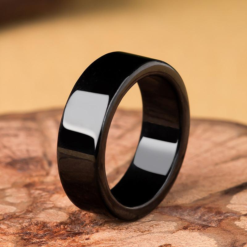 Bague en jade noir naturel pour couple, anneau en jadéite