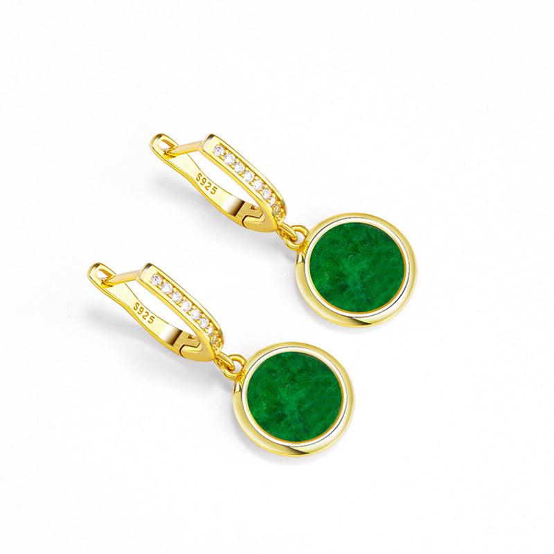 Natural Jade Bracelet 925 Gold-Plated Earrings