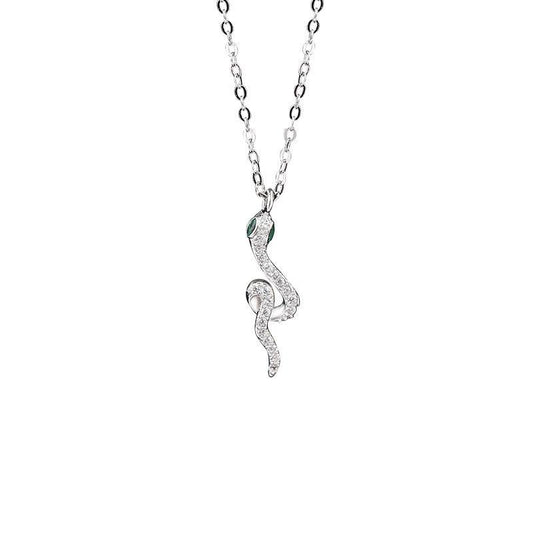 S925 Sterling Silver Snake Zircon Necklace