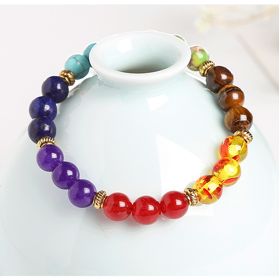 Multicolor Volcanic Stone Rainbow Bracelet