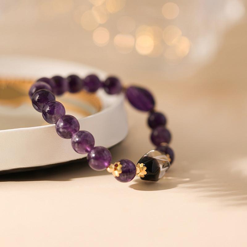 Natural Amethyst Bracelet - February Birthstone 16cm