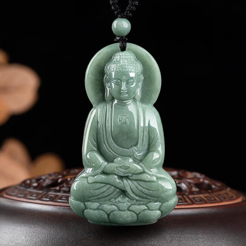 Amitabha Jadeite Necklace with Guardian Deity Design