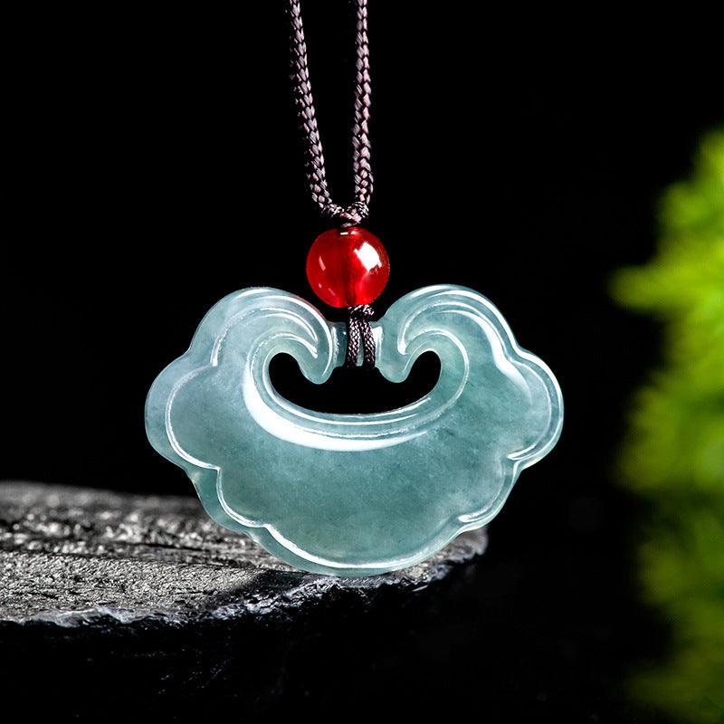 Auspicious Ruyi Jadeite and Red Agate Necklace