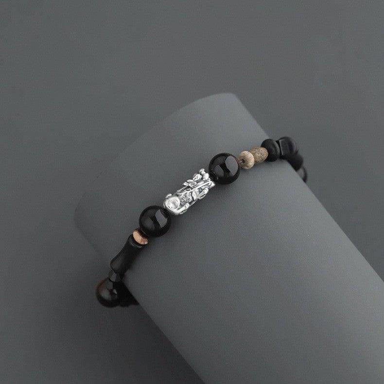 Bracelet Pixiu en obsidienne 925