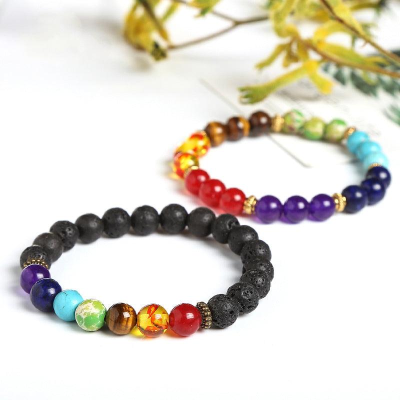 Multicolor Volcanic Stone Rainbow Bracelet