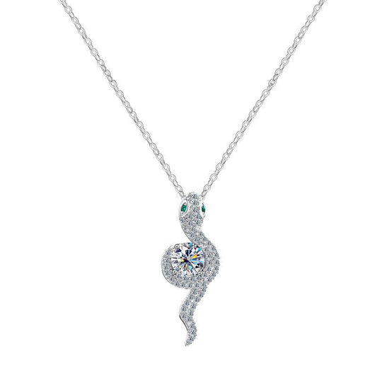 S925 Sterling Silver Snake Zircon Necklace