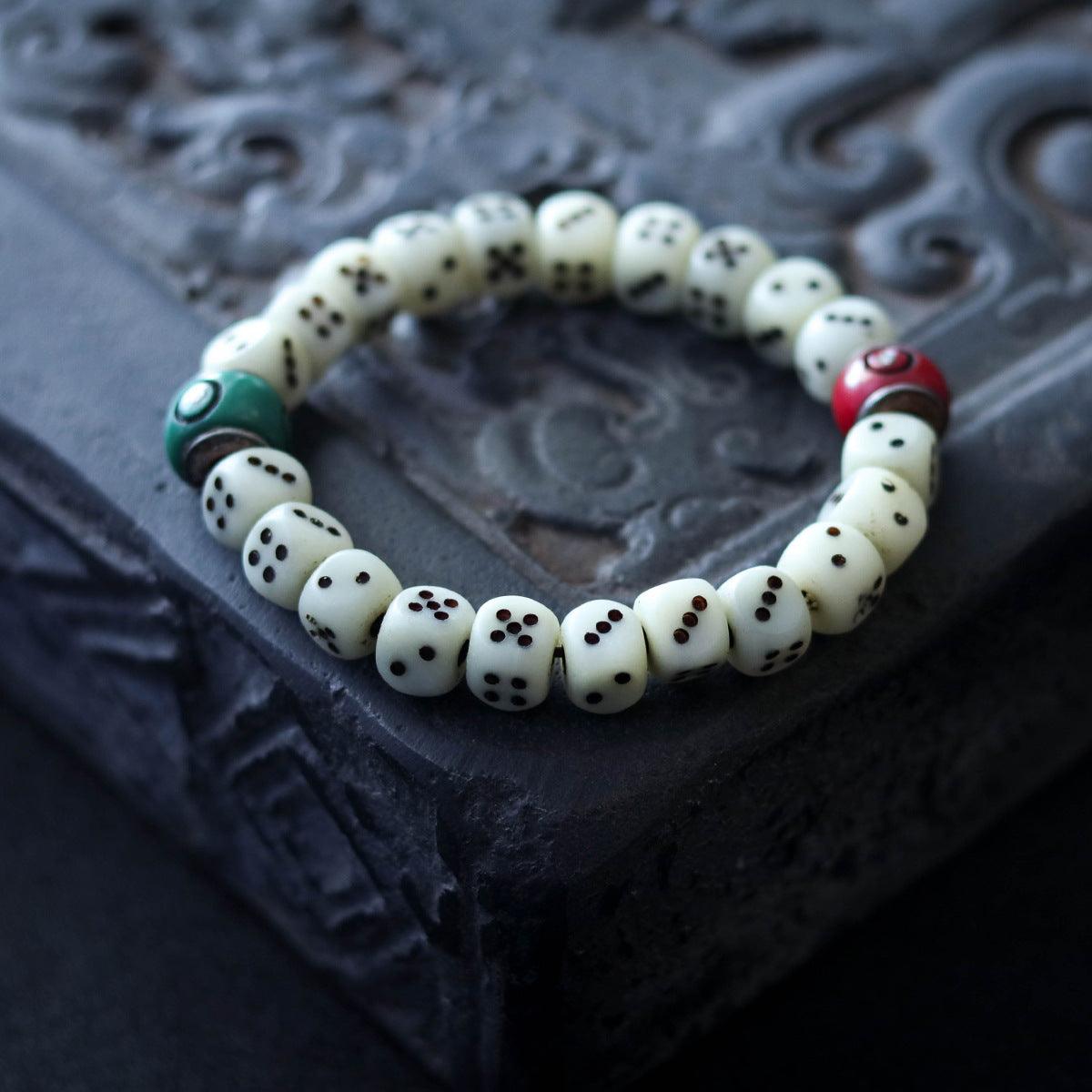 Tibetan-style Buddhist Cow Bone Dice Wealth Bracelet