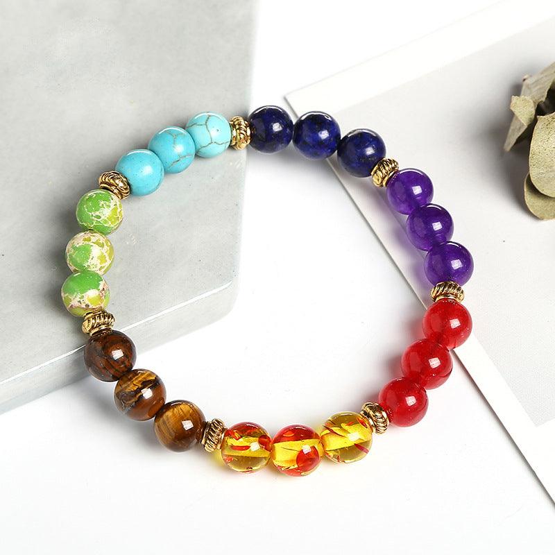 Multicolor Volcanic Stone Rainbow Bracelet