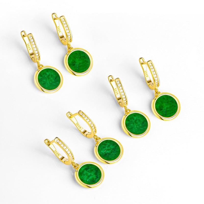 Natural Jade Bracelet 925 Gold-Plated Earrings