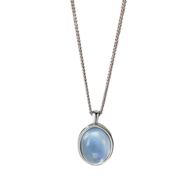 925 Silver Plated Aquamarine Necklace March Birthstone