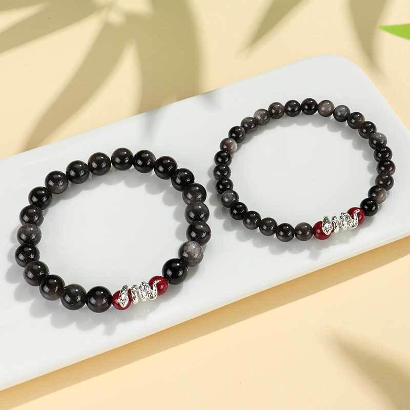 Zodiac Snake Year Obsidian Couple Bracelet