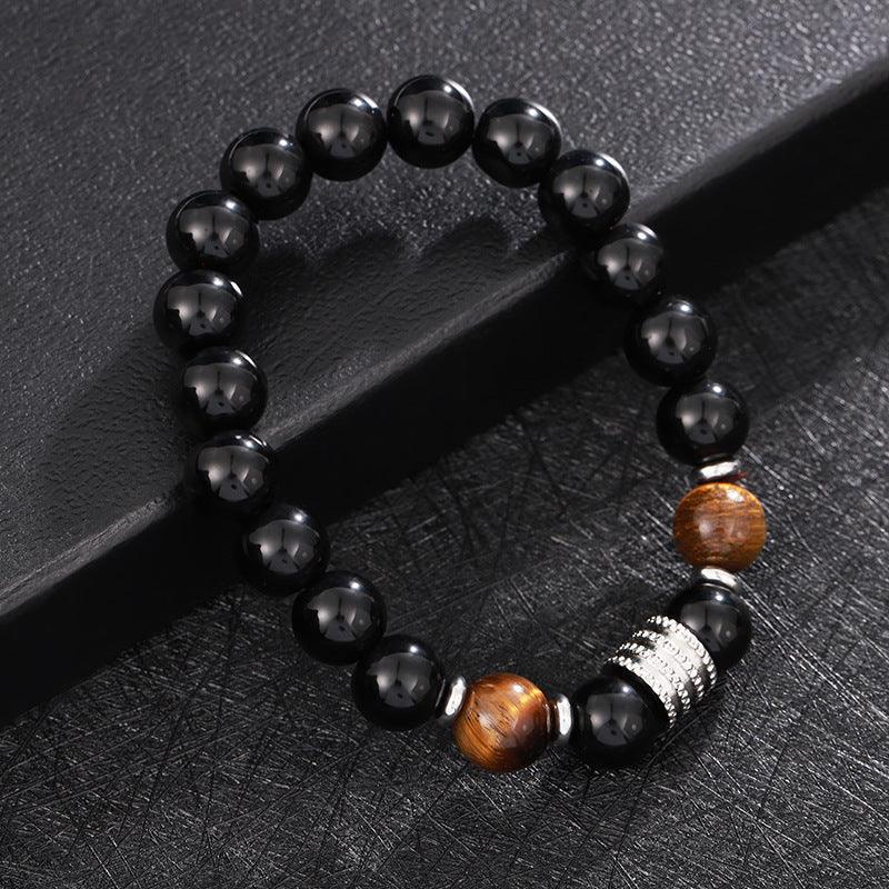 Tiger Eye and Obsidian Bracelet