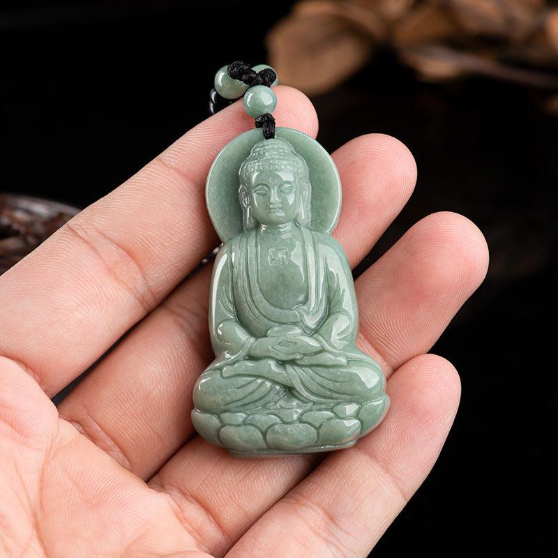 Amitabha Jadeite Necklace with Guardian Deity Design