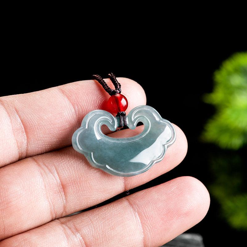 Auspicious Ruyi Jadeite and Red Agate Necklace