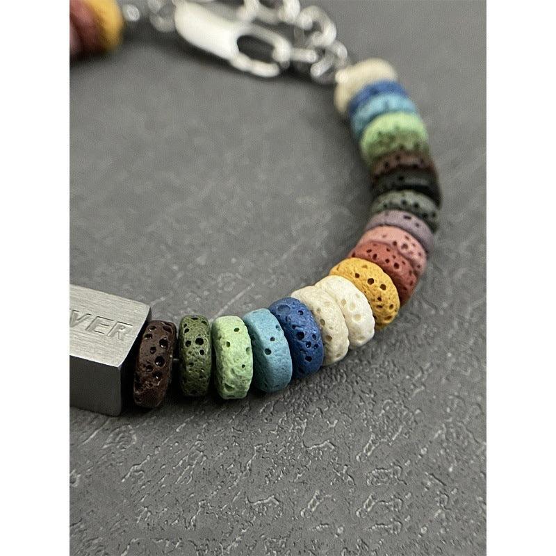 Rainbow Volcanic Rock Bracelet