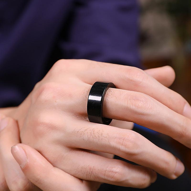 Bague en jade noir naturel pour couple, anneau en jadéite