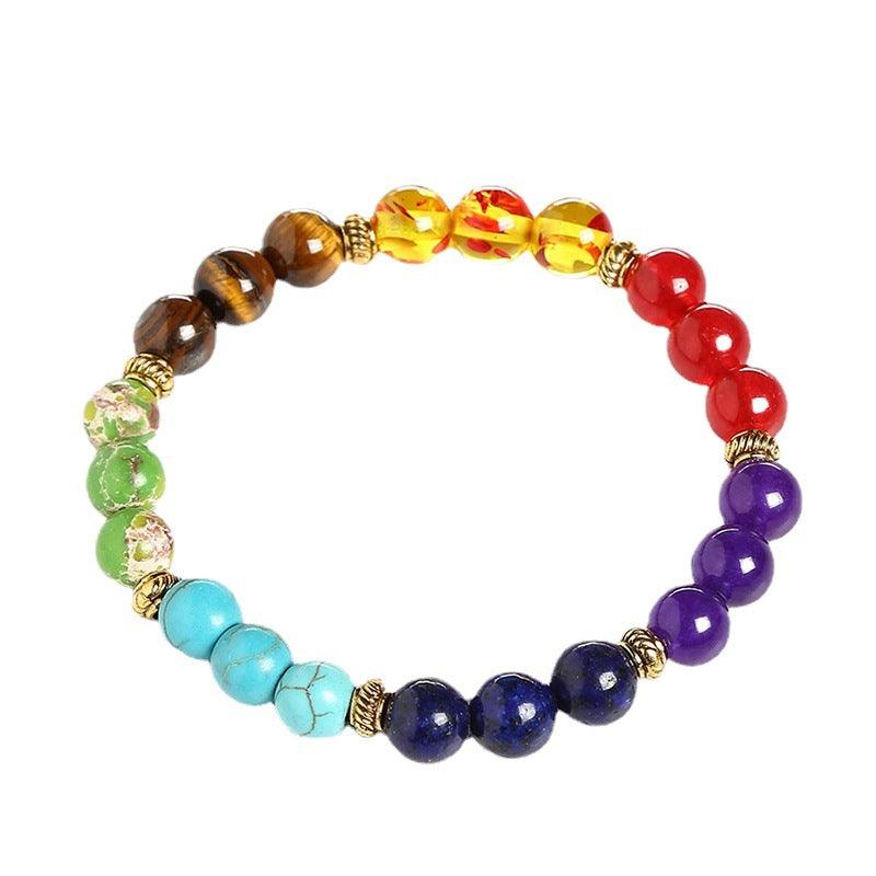 Multicolor Volcanic Stone Rainbow Bracelet