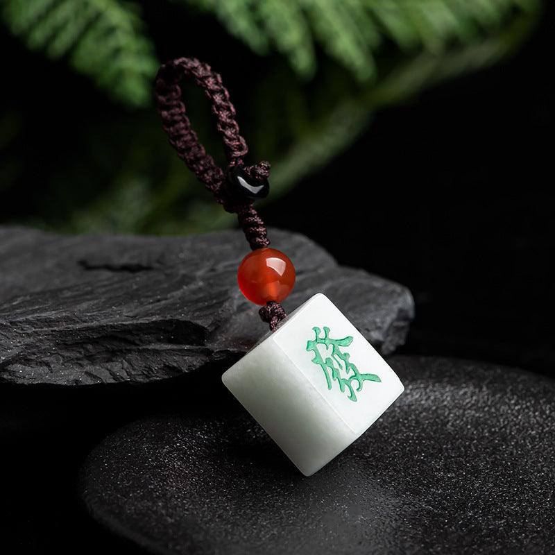 Pendentif et porte-clés pour téléphone portable en jade naturel