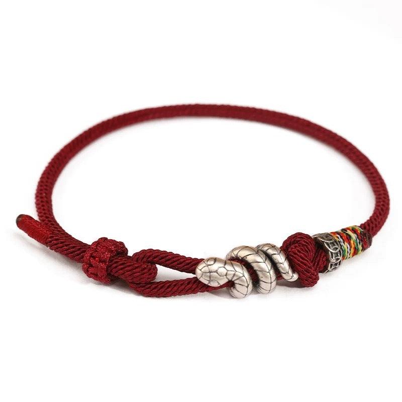 Bracelet couple en fil rouge fait main Année du serpent