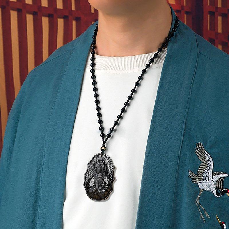 A charming panda necklace with a Hetian jade pendant, crafted in pure silver.