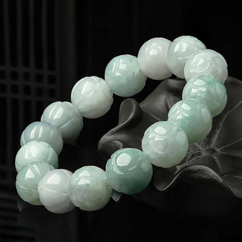 Bracelet Lotus en Jade Naturel