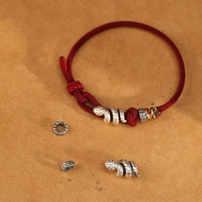 Bracelet couple en fil rouge fait main Année du serpent