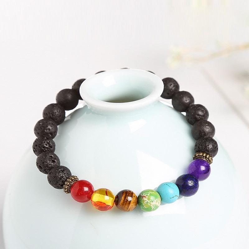 Multicolor Volcanic Stone Rainbow Bracelet