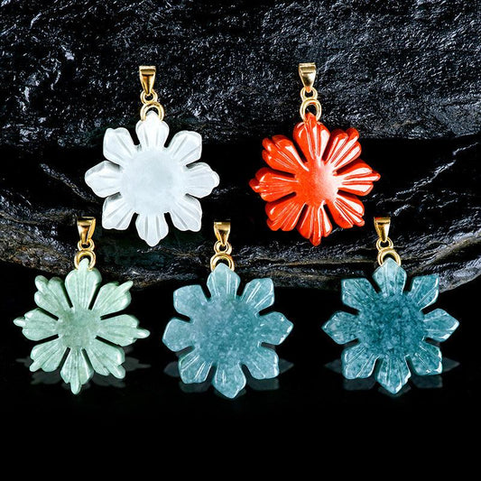 Natural Jade Sunflower Pendant 925 Silver Earrings